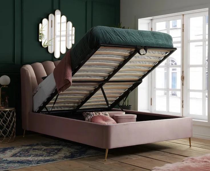 Como Pink Ottoman Bed Frame